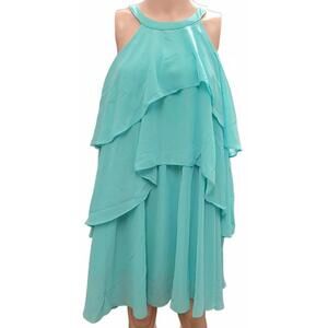 Dresstells Women's Medium Women's Aline Halter Ruffle Tiered Fashion Mint Green